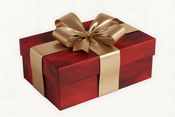 Obraz premium Red gift box with gold ribbon and bow