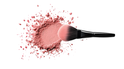 Pink Powder with Brush on Transparent Background