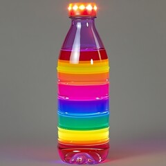 Rainbow layered liquid bottle with light cap high resolution image