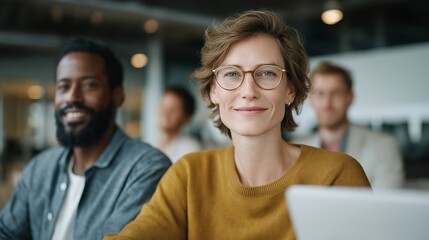 Diverse team of professionals collaborating in a bright conference room with laptops and whiteboard, representing teamwork, innovation, and modern corporate culture. cinematic color correction,