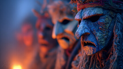 Whispers of the Rauhnacht: Masks Beneath the Bavarian Moon. Gernerative AI