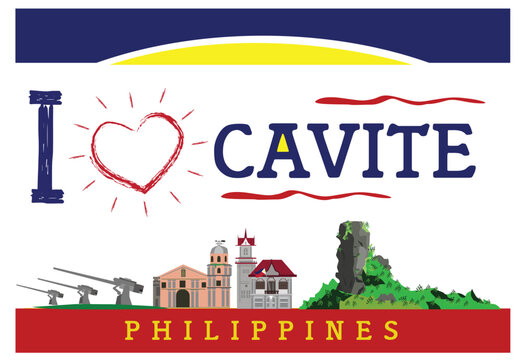 I love Cavite concept with popular symbols and spots of this Philippine province. Editable Clip Art.