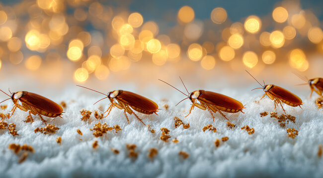 Tiny creatures move across reflective snow under warm glow and lively celebration ambiance