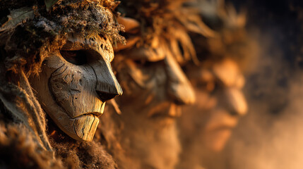 Whispers of the Rauhnacht: Masks Beneath the Bavarian Moon. Gernerative AI