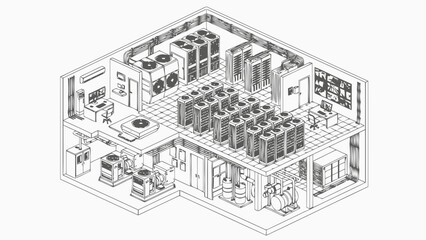 Data center server room isometric illustration