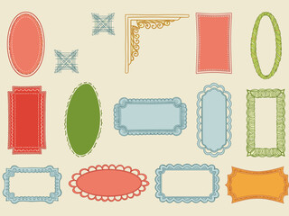 Cute wavy wedding frame, vector hand drawn oval vintage border set. Coquettish celebration design. Elegant classic line decoration background, simple postcard decor. Whimsical invitation frame set.