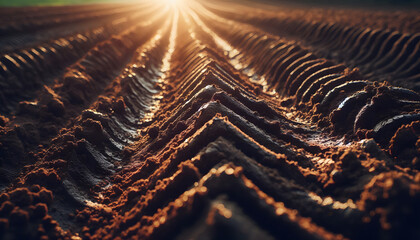 Sunset over golden fields