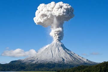 Erupting volcano spewing ash cloud sky high resolution image