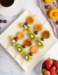 Mini pancake fruit skewers for healthy breakfast
