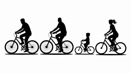 Fototapeta premium a silhouette depiction of a family enjoying a leisurely bike ride together on a sunny day showcasing togetherness high quality professional detailed modern elegant stylish clean