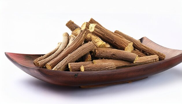 Ayurvedic Herb Liquorice Root Licorice Root Mulethi Or Glycyrrhiza Glabra Root On White Background