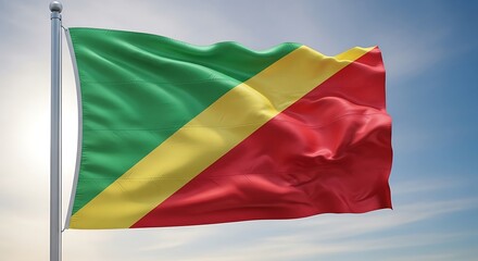 Fototapeta premium Congo Flag Waving Sky.