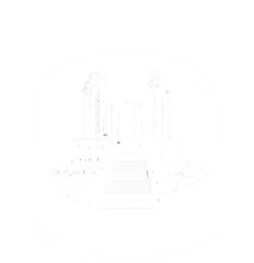 Digital Heritage Ancient Temple Icon Greek Ruin Architecture Symbol Transparent PNG Historical Site Tourism Archaeology Pillar Logo Line Art

