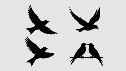 Obraz premium a simple illustration showcases the silhouettes of several birds in flight and at rest conveying a sense of freedom and companionship high quality professional detailed modern