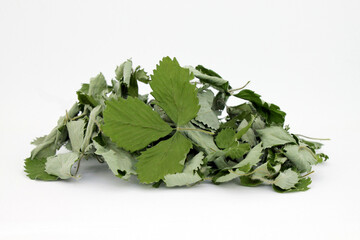 Dried wild strawberry (fragaria vesca)  on white background. Studio shot. 