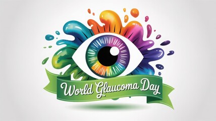 Vibrant Eye Illustration for World Glaucoma Day Awareness Campaign on White Background