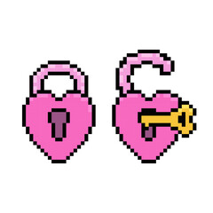 love heart padlock pixel art