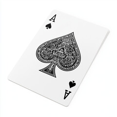 Ace of Spades Playing Card Isolated on White Background, Classic Casino Symbol for Poker, Gambling, Magic and Card Game Concepts