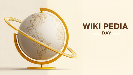 Wikipedia Day Celebration Illustration, featuring a stylized globe with orbit ring