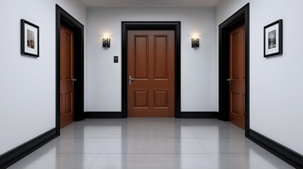 Contemporary corridor with stylish accents, Chic entrance area showcasing modern design elements