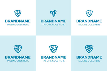 Fototapeta premium Letters AAA BBB CCC Shield Logo Set, symbolizing strength, protection, and trust