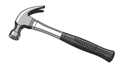 Professional metal claw hammer with an ergonomic rubberized grip handle for construction and woodworking projects isolated on white.