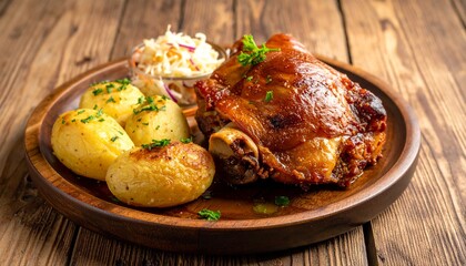 Schweinshaxe mit Kartoffelkn&ouml;deln & Krautsalat