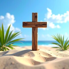 cross on the beach