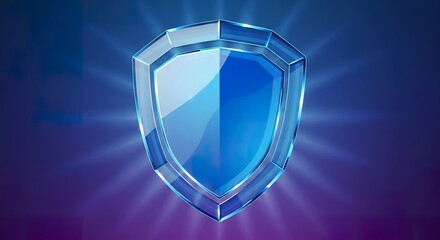 Blue shield emblem illustration security protection concept background