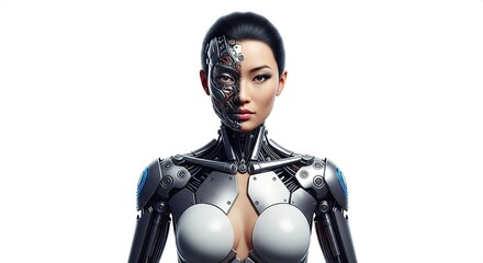 Cyborg portrait hybrid female human machine