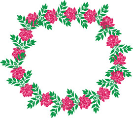 Round Decorative Flower Border with Elegant Green Foliage