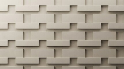 Seamless architectural wall pattern with layered stepped relief geometry, soft tonal gradient from warm fog beige to stone cream
