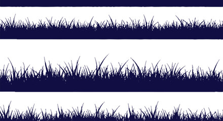 Obraz premium A comprehensive set of black grass silhouettes featuring nature elements like meadow plants and spring leaves for summer garden design and landscape vector illustrations