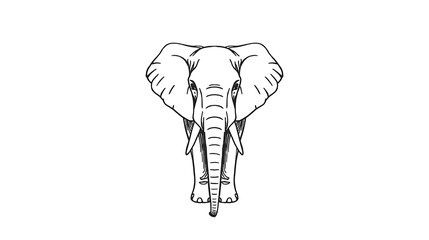 hand drawing of an elephant isolated