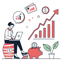 Business growth and finance illustration