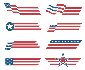 USA flags isolated on white background