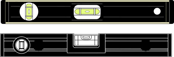 Spirit level bubble tool icons isolated on  a white background
