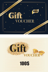 Luxury black and gold gift voucher cards