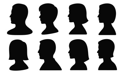 Silhouettes of various heads