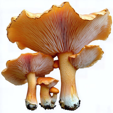 Cantharellus cibarius mushrooms isolated on white background