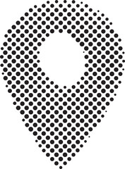 Halftone heart shape made of small dots on white background