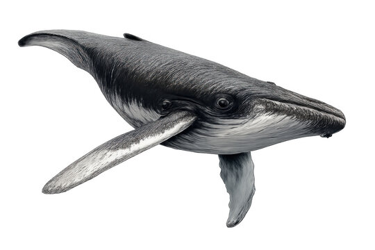 Humpback whale swimming in ocean, marine mammal illustrating animal themes on a transparent background - Powered by Adobe