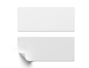 Rectangular stickers isolated on transparent background. Mockup of blank label. 3d rendering