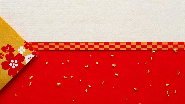Red gift box with ribbon on red background holiday illustration