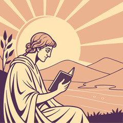 Woman reading in nature