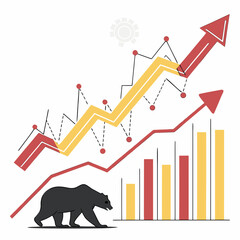 Stock market growth with bear and bull markets
