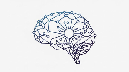 Geometric brain illustration with neural connections and nodes