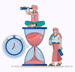 Time Management and Work Efficiency Concept Using Hourglass Metaphor for Career Opportunity Systems and Daily Office Jobs. Design can be used for banner, website, poster, landing page, social media