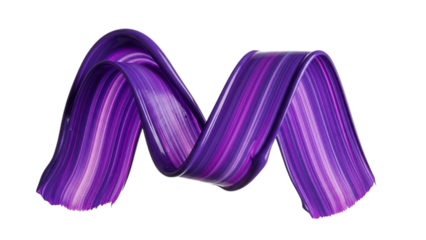 "Abstract purple brush stroke PNG transparent background wavy paint ribbon colorful gradient swirl modern graphic design element fluid art stroke for digital projects stock PNG"