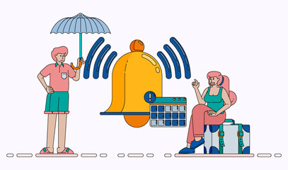 Notification and Warning Bell Concept for Time Management Agenda Appointments and Communication Systems. Design can be used for banner, website, poster, landing page, social media, ads